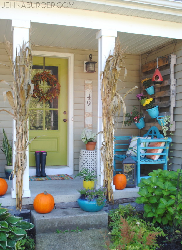 Festive Fall Front Porch with COLOR!