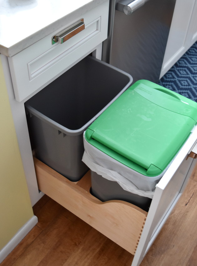 Trash Bin + Recycling Pull Out... no more floating garbage can in the center of the kitchen