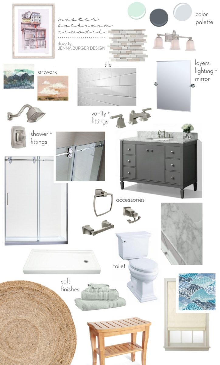 Master Bathroom Renovation mood board - JENNA BURGER DESIGN